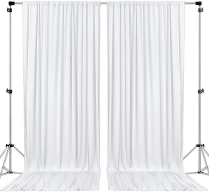 AK TRADING CO. 10 feet x 10 feet Polyester Backdrop Drapes Curtains Panels with Rod Pockets - Wedding Ceremony Party Home Window Decorations - White (Pack of 12)