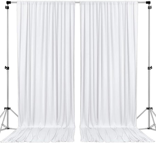 AK TRADING CO. 10 feet x 10 feet Polyester Backdrop Drapes Curtains Panels with Rod Pockets - Wedding Ceremony Party Home Window Decorations - White (Pack of 12)