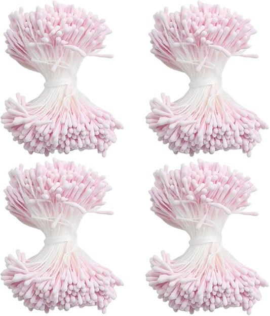HAHIYO 700Pcs 2mm Light Pink Matte Double Head Flower Stamen Pistil for Flower Making Scrapbook Decoration - Handmade Artificial Flowers Pistil Matt-Like Floral Stamens Flowers Pollen Stamen