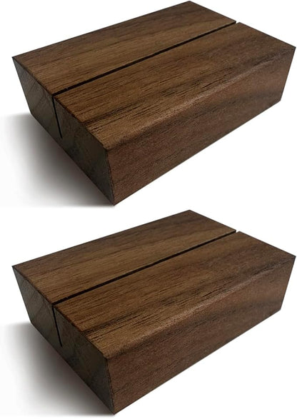 UNIQOOO 12 Pack 2" Rustic Walnut Wood Stands for Cardstock, Wedding Table Numbers Holders, Photo Holder, Photo Display Stand for Event Decor, Retail Shop, Cafe Restaurant Menu, Business Card, Name Tag