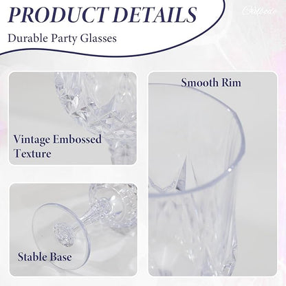 24 Pcs Plastic Wine Glasses 7oz – Unbreakable Clear Plastic Goblets for Parties Reusable & Dishwasher Safe Ideal for Weddings, Bars, and Every Celebration