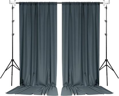MYSKY HOME 10ft x 10ft Bluish Grey Curtains for Parties, Weddings, Stage, 5ft x 10ft, 2 Panels