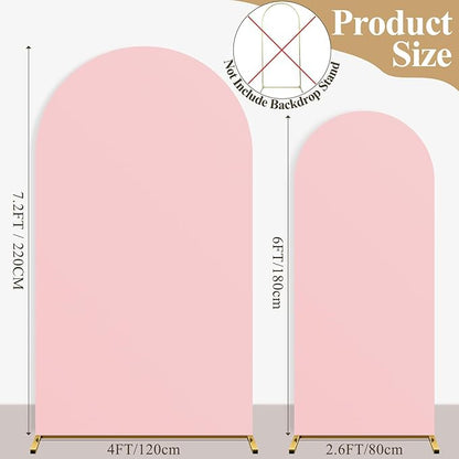 Ledido Wedding Arch Backdrop Cover 6FT 7.2FT Arch Covers 2Set Fitted Stretchy Spandex Round Top Stand Backdrop Cover for Wedding Banquet Ceremony Birthday Party Baby Shower Event Decoration,Pink