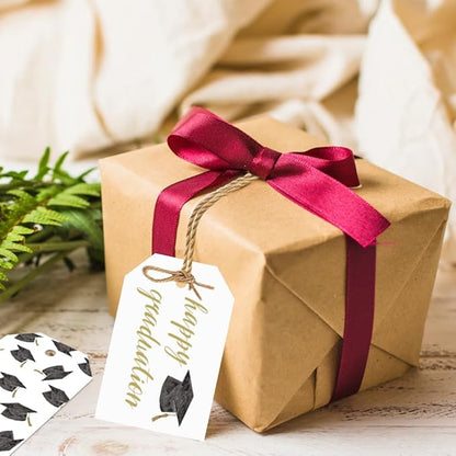 50 Pcs Graduation Gift Tags, Congrats Grad Party Favors Gift Tags for High School or Happy College Graduation Party Decoration Supplies (Gold, 2.2 * 3.5)