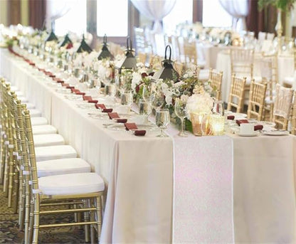 White Iridescent Sequin Table Runners 10 Packs 12x72 Inches Glitter Sparkly Table Runner for Birthday Wedding Party Baby Shower Event Decorations