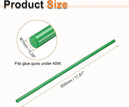 HARFINGTON 10pcs Hot Glue Sticks 0.28" Dia x 11.81" Long EVA Mini Hot Melt Adhesive Glue Stick for Hot Melt Gun Wood Plastic Glass Flowers Fabrics Foam, Deep Green