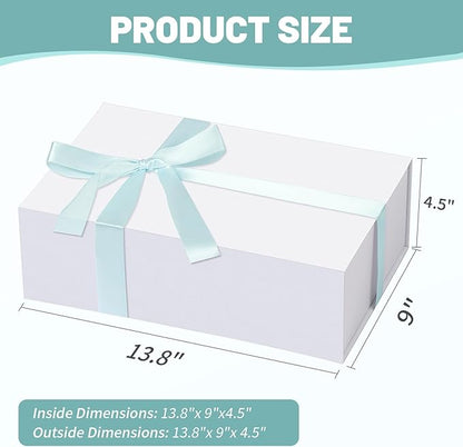 Rinrda 5 Pack Large White Gift Box,13.75"x9"x4.5", Gift Boxes with Magnetic Lids for Presents Closure Gift Packing for Birthday,Christmas, Halloween,Wedding,Bridal Gifts,Mother's Day Gift Packging