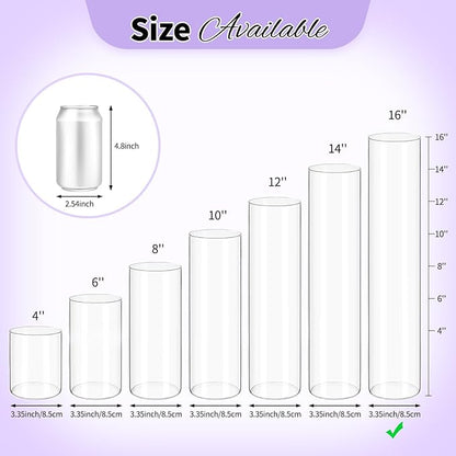 12Pack Glass Cylinder Vases for Centerpieces - 16 Inch Tall Flower Vase for Wedding Decorations, Floating Candle Holder Vase Bulk,Glass Hurricane Candle Holders for Table Shelf, Party, Home Decor