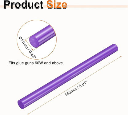 HARFINGTON 10pcs Hot Glue Sticks 0.43" Dia x 5.91" Long EVA Mini Hot Melt Adhesive Glue Stick for Hot Melt Gun Wood Plastic Glass Flowers Fabrics Foam, Purple