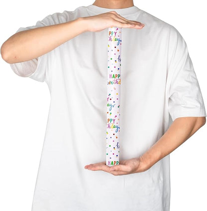 LeZakaa Birthday Wrapping Paper Roll, Happy Birthday Lettering & Colored Polka Dots Design in White for Holiday, Party, Baby Shower, 17 inches x 32.8 Feet (46.45 sq.ft.)