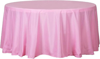 Efavormart Round Tablecloth, 120 Inch Stain & Wrinkle Resistant Washable Table Cloth, Decorative Polyester Fabric Table Cover for Banquet, Wedding, Dining - Pink
