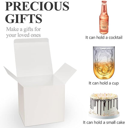 COTOPHER Small Gift Boxes 25 Pack 6x6x6 inches White Gift Boxes with Lids for Gifts, Crafting, Wedding Party Favor, Cupcake Boxes, Candy, Bridesmaids Proposal Box with Ribbons and Stickers