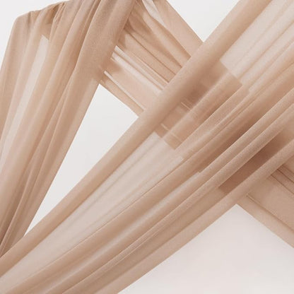 MLMC Nude Wedding Arch Draping Fabric 2 Panels 29" x 20 FT Extra Long Gauze Drapes Sheer Backdrop Curtains 6.6 Yards Outdoor Drapery Panels for Wedding Ceremony Party Ceiling Decoration