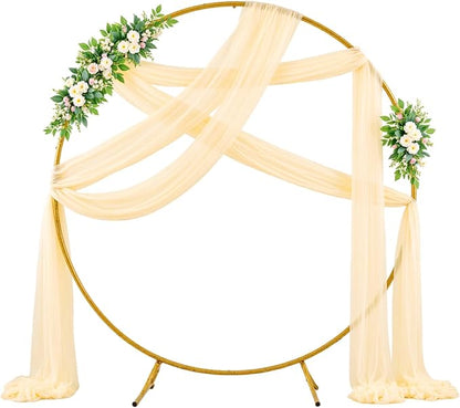 Wedding Arch Draping Fabric Backdrop 1 Panel 30" x 19Ft Champagne Drapes Curtains for Wedding Reception Sheer Tulle Backdrop Curtain for Ceremony Birthday Party Baby Shower Arbor Ceiling Decorations