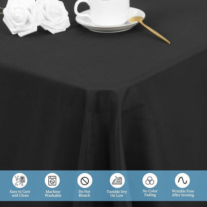 4 Pack Black Tablecloths for 6ft Rectangle Tables 60 x 102 Inch - Polyester Table Cover Stain and Wrinkle Resistant Washable Fabric Table Clothes for Wedding Party Banquet Reception Restaurant