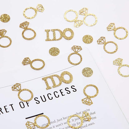 Gold Wedding Table Confetti,Glitter Paper Diamond Ring Confetti, I Do Engagement Party Table Scatter,Bachelorette Bridal Shower Party Decorations