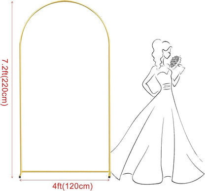 7.2FT Gold Metal Arch Backdrop Stand, Square Balloon Arch Stand Wedding Frame for Birthday Party, Baby Shower, and Ceremony Decoration
