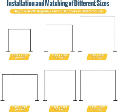 Wokceer 10 FT Backdrop Stand Heavy Duty Pipe and Drape Kit, Adjustable Black Backdrop Stands for Wedding Photo Booth Background Birthday Party Photography Exhibition Decoration