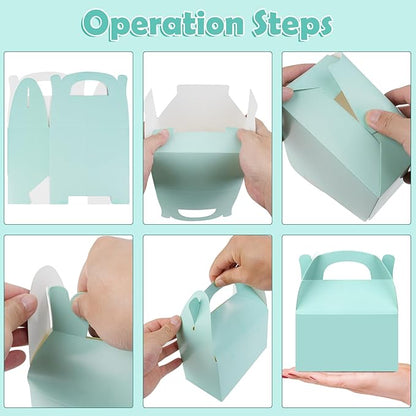 24 Pcs Pastel Party Favor Treat Boxes, Colorful Paper Candy Gift Gable Boxes for Party Favors, Pastel Goodie Box for Birthday Wedding Spring Easter Parties Supplies Decorations, 6 x 3.5 x 3 Inches