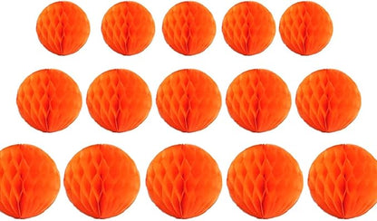 15pcs Honeycomb Balls Decorations 4'' 6'' 8'' Party Honeycomb Ball Flower Tissue Pom Poms Flower Balls Hanging Flower Balls for Party Baby Shower Birthday Wedding Nursery Decor(4'' 6'' 8'' Orange)