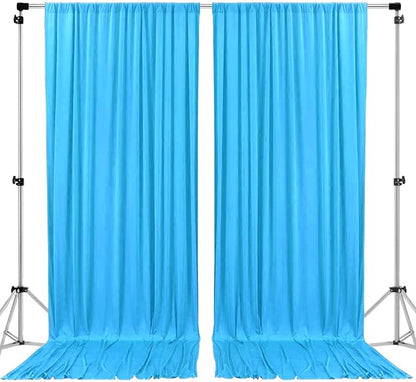 AK TRADING CO. 10 feet x 8 feet IFR Polyester Backdrop Drapes Curtains Panels with Rod Pockets - Wedding Ceremony Party Home Window Decorations - Turquoise