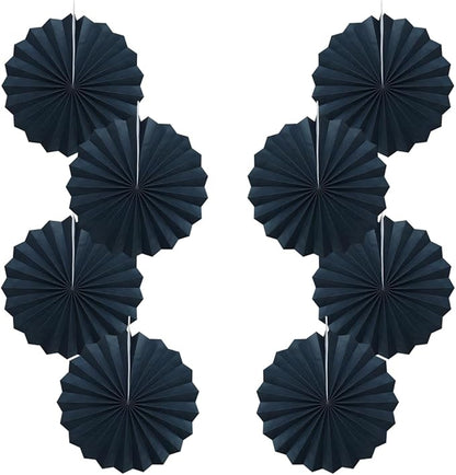Black Party Decorations,Halloween Decor Events Accessories,Black Birthday Decorations,Anniversary Decorations for Party,Birthday Decorations for Men 12in Hanging Paper Fans 30 Color DIY Set(Black)