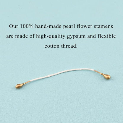 HAHIYO 700pcs 3mm Gold Pearl Double Heads Flower Pistil Hand-Made Artificial Flower Parad National Pearlized Floral Stamen for Scrapbook Decoration