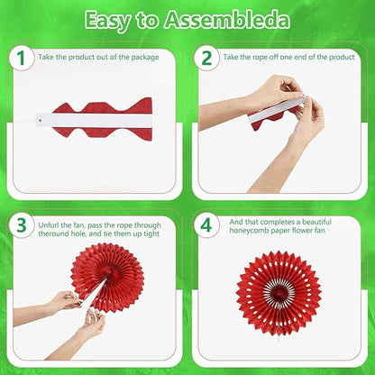 20 Pcs Grass Green Hanging Paper Fan, Hanging Honeycomb Round Paper Fans for Weddings, Birthdays, Christmas, Baby Showers, Classroom, Events Ceiling Party Supplies Decorations
