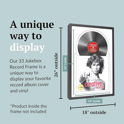 Creative Picture Frames 16" x 24" Jukebox Vinyl Frame Display with Double Matting, LP Record Album Frame for Wall Decor, White/White, Pack of 4