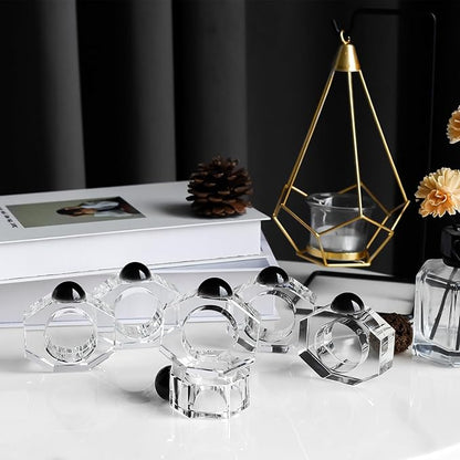 Crystal Napkin Rings Holder Silver Diamond Napkin Rings Pack of 6 Pieces,Hotel Restaurant Wedding Party Holiday Banquet Dining Table Decor