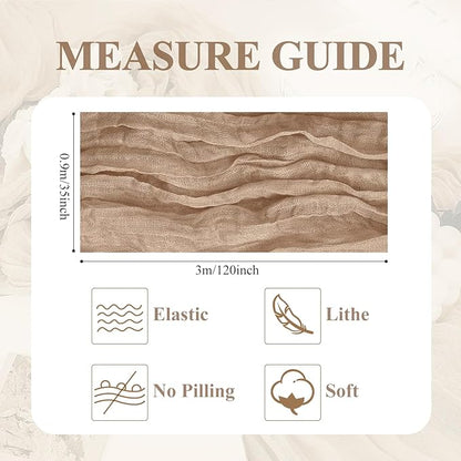 Asee'm 4pcs Cheesecloth Table Runner 120 Inches Long Nude Boho Gauze Cheese Cloth Runner 10FT Rustic Sheer Table Runners for Christmas Wedding Party Baby Shower Spring Easter Decoration