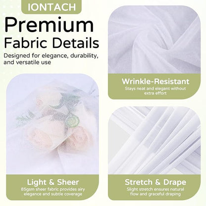 Wedding Arch Draping Fabric 29" x 19Ft Sheer Drapes for Backdrop Wedding Ceremony Reception Ceiling Decor Curtain Baby Bridal Shower Decoration (White, 1 Panel)