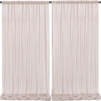 PARTISKY 10ftx10ft Taupe Chiffon Sheer Backdrop Curtains, Wrinkle-Free Wedding Backdrop Drapes for Birthday Party Ceremony Arch Stage Decor Background for Photography 5ft x 10ft,2 Panels