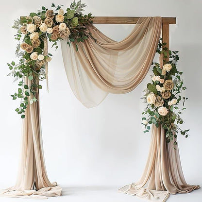 Wokceer Wedding Arch Draping Fabric Nude 28.7" x 20FT Sheer Drapes Backdrop for Ceremony, Birthday Party, Bridal Shower Decoration