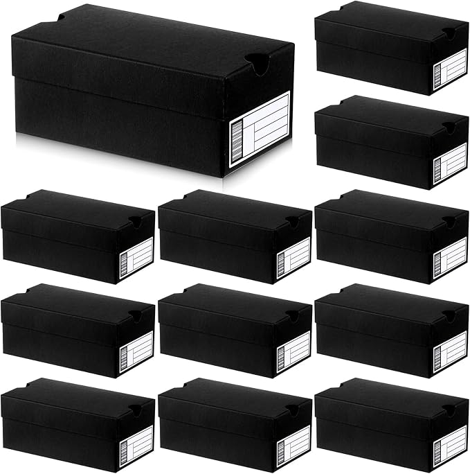 12 Sets Mini Shoe Gifts Boxes for Party Favors 6.1 x 3.9 x 2.5 Inches Sports Mini Sneaker Box with Editable Label for Candies Cookies Snacks(Black,6.1 x 3.9 x 2.5 Inches)