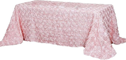 Efavormart 90"x132" Wholesale Rectangle Table Cover Blush Grandiose Rosette 3D Satin Tablecloth for Wedding Party Event