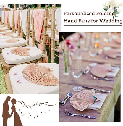 1Pcs Personalized Folding Hand Fans Custom Engraved Summer Wedding Fans,Personalized Wooden Fans Party Favor Bridal Shower Gifts for Guests