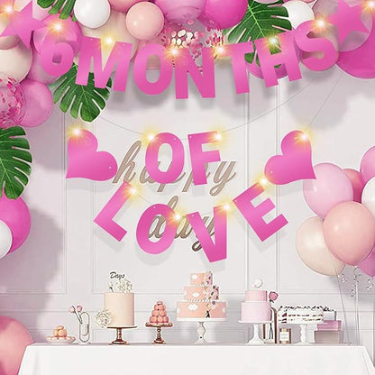 167Pcs DIY Glitter Customizable Banner Kit Happy Birthday Letter Banners Valentine's Day Garlands Personalized Love Heart Banner Decor Baby Shower Birthday Party Decorations Supplies(Shiny Light Pink)