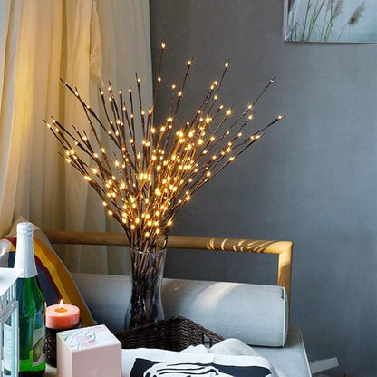 Lxcom Lighting LED Branch Lights 3 Pack 20 LEDs Decorative Branches Battery Operated with Timer Brown Willow Twig Lighted Branches Warm White Artificial Twig Lights for Home Party Wedding Decoration