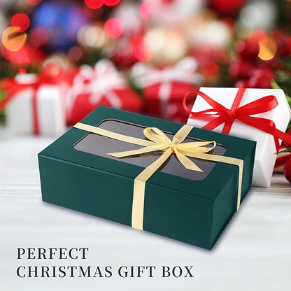 Green Large Gift Boxes with Window, 13.5"x9"x4.3" Bridesmaid Boxe for Gift Giving,Birthday Gift Box with Magnetic,Closure Lid Gift Boxes for Presents,Cute Boxe,Luxury for Gift Packaging,Gift Box for Wrapping Gifts