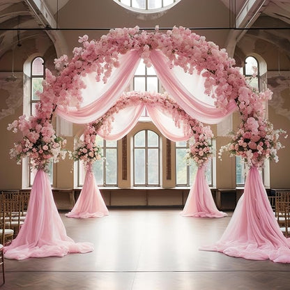 Wokceer Blush Pink Wedding Arch Draping Fabric Backdrop 4 Panels 28.7" X 20FT Sheer Drapes Fabric for Wedding Arbor Ceremony Party
