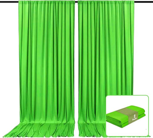 2 Panels Green Backdrop Curtain, 10 x 7 Feet Background Curtains for Parties, Weddings, Baby Showers, Bachelorette Halloween, Christmas Birthday Party Photoshoot Backdrop Curtains Decorations