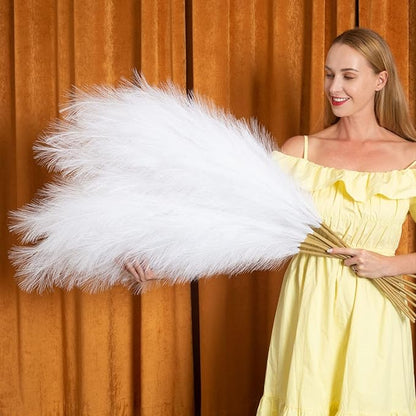 EVODIS Pampas Grass Decor Tall, 43"/110cm Faux Pampas Grass 6 Stems Large Pompass Grass Branches Tall Bulk Boho Flower Arrangement for Home Room Wedding Party Decor (White)
