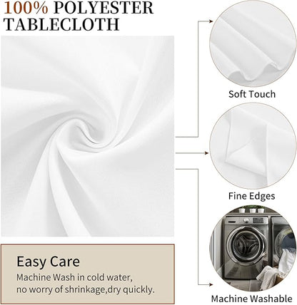 6 Pack Round Tablecloths - 120 Inch, White Polyester Table Cover, Stain and Wrinkle Resistant Washable Fabric Table Cloth, Polyester Tablecloth for Wedding Banquet Parties