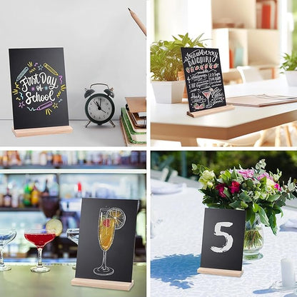 Small Chalkboard Signs, Double Side 6 x 9 Inch Wooden Tabletop Chalkboard Sign with Base Stands - Set of 6, Decorative Mini Table Signs Message Chalk Board Sign for Kitchen Wedding Bar and Restaurant