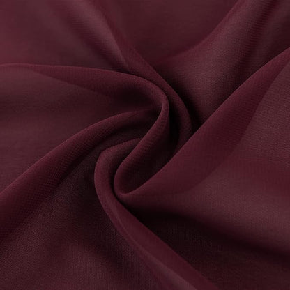 6Pack 9ft Chiffon Table Runner 14x108 Inch Sheer Romantic Table Runner for Wedding Birthday Party Bridal Shower Outdoor Decoration -Burgundy