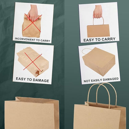 METRONIC Large Paper Bags With Handles 16x6x12 100pc, Shopping Gift Bags Bulk for Small Business, Groceries, Merchandise (Brown)