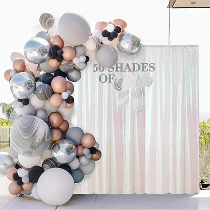 Sugargirl White Iridescent Sequin Backdrop Curtain 4 Panels 2FTx8FT Glitter White Iridescent Background Drapes Sparkle Photography Backdrop for Party Wedding Birthday Wall Decoration