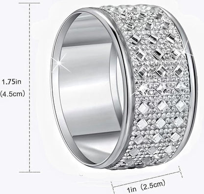Silver Diamond Napkin Ring Set of 12 Rhinestone Crystal Glass Framed Napkin Holder for Table Decor,Thanksgiving,Christmas,Anniversary, Birthday, Holiday, Party Serviette Buckles Home Decoration