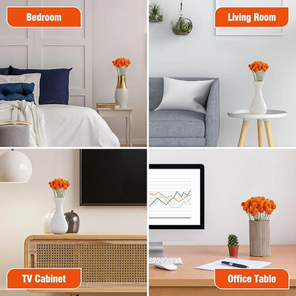 Dried Globe Amaranth Flower with Wheat Straw Natural - 40PCS Bouquet for Vase Home Decor Party DIY Arrangement (Orange)